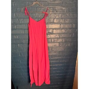 Old Navy Women's XS Hot Pink V Neck Tie Shoulder Wide Leg Jumpsuit